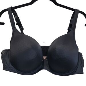 Cacique RN118641 Black T-Shirt Wired Lightly Lined Bra Size 44C EUC